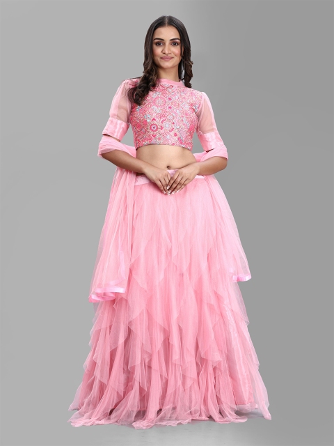 DIVASTRI Pink & Blue Embellished Thread Work Semi-Stitched Lehenga & Unstitched Blouse With Dupatta
DIVASTRI Pink & Blue Embellished Thread Work Semi-Stitched Lehenga & Unstitched Blouse With Dupatta