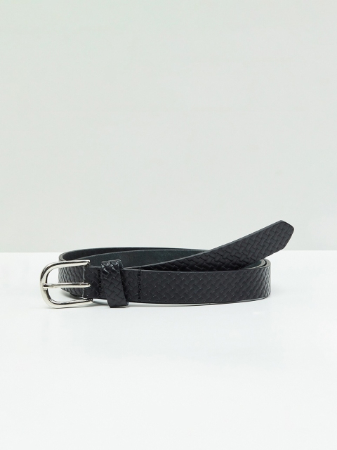 max Women Black Textured Leather Belt