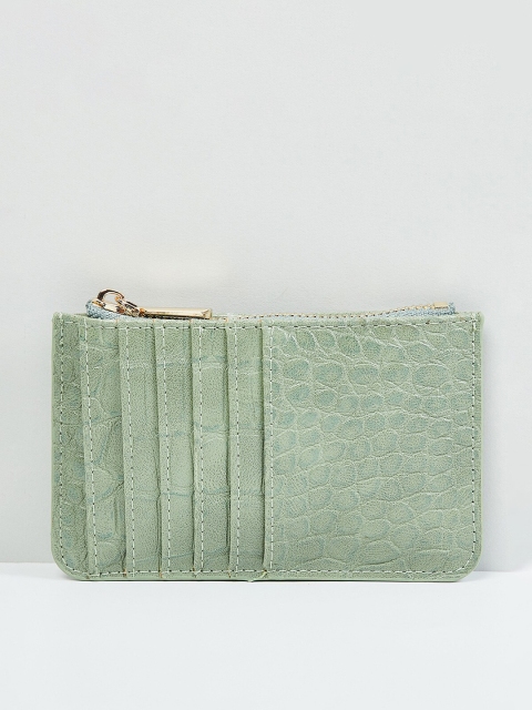 max Women Green PU Zip Around Wallet