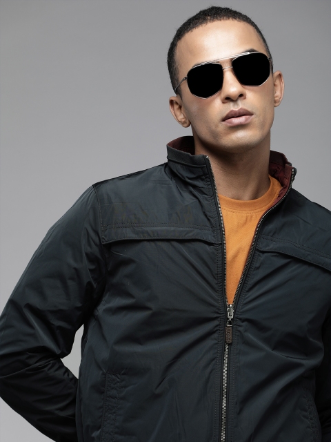 U S Polo Assn Men Navy Blue Reversible Bomber Jacket