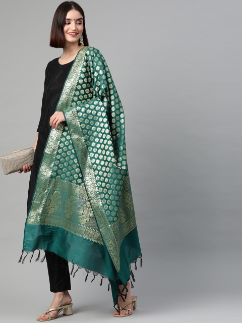 BharatSthali Green & Gold-Toned Ethnic Motifs Woven Design Cotton Silk Banarasi Dupatta
BharatSthali Green & Gold-Toned Ethnic Motifs Woven Design Cotton Silk Banarasi Dupatta