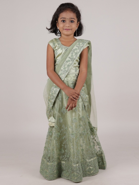 Pothys Girls Green & Silver-Toned Embroidered Ready to Wear Lehenga & Blouse & Net Dupatta
Pothys Girls Green & Silver-Toned Embroidered Ready to Wear Lehenga & Blouse & Net Dupatta