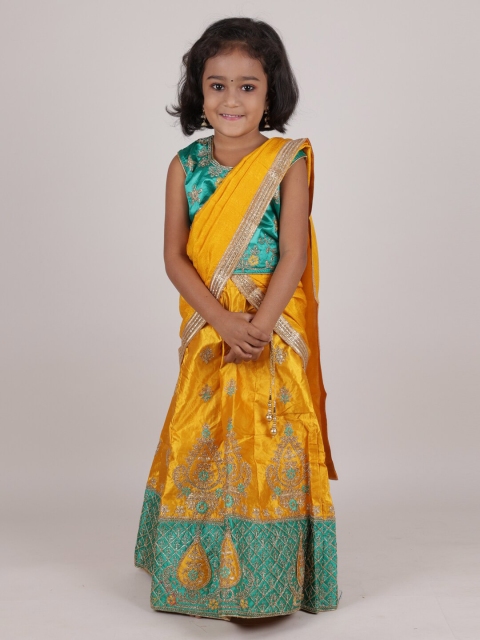 Pothys Girls Green & Yellow Embroidered Ready to Wear Lehenga & Blouse With Dupatta
Pothys Girls Green & Yellow Embroidered Ready to Wear Lehenga & Blouse With Dupatta