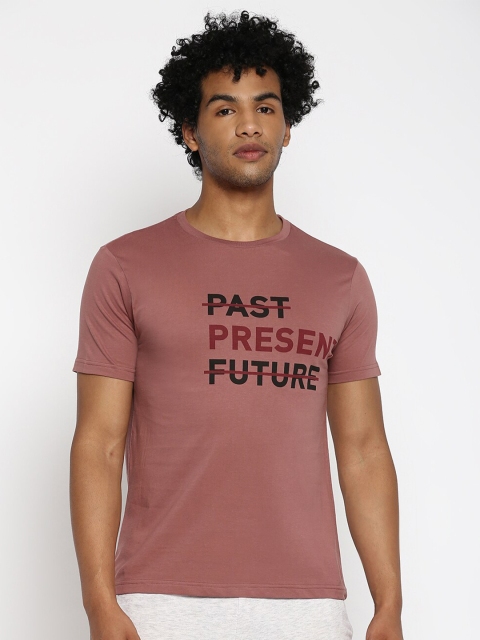 SPARROWHAWK Men Taupe & Black Typography Printed Cotton T-shirt