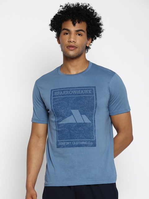 SPARROWHAWK Men Blue Printed Cotton T-shirt