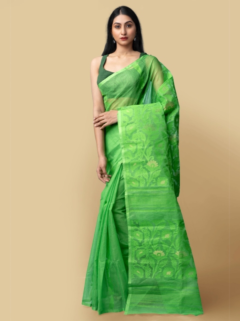 Unnati Silks Women Green & Gold Pure Handloom Dhaka Jamdhani Bengal Tant Cotton Saree
Unnati Silks Women Green & Gold Pure Handloom Dhaka Jamdhani Bengal Tant Cotton Saree