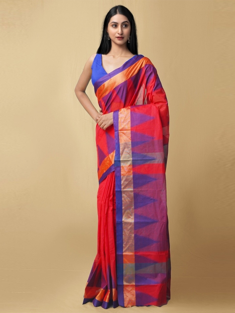Unnati Silks Women Red & Blue Pure Handloom Dhaka Jamdhani Bengal Tant Cotton Sustainable Saree
Unnati Silks Women Red & Blue Pure Handloom Dhaka Jamdhani Bengal Tant Cotton Sustainable Saree