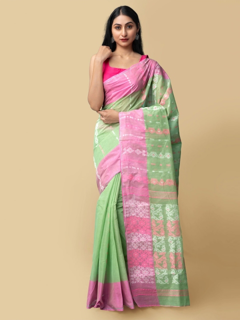 Unnati Silks Women Green & Pink Pure Handloom Dhaka Jamdhani Bengal Tant Cotton Sustainable Saree
Unnati Silks Women Green & Pink Pure Handloom Dhaka Jamdhani Bengal Tant Cotton Sustainable Saree