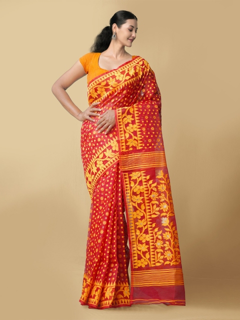 Unnati Silks Women Red & Yellow Pure Handloom Dhaka Jamdhani Bengal Tant Cotton Sustainable Saree
Unnati Silks Women Red & Yellow Pure Handloom Dhaka Jamdhani Bengal Tant Cotton Sustainable Saree