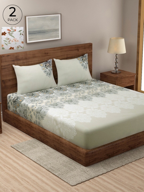 KLOTTHE Pack Of 2 Green & White Floral 210 TC 2 King Bedsheet with 4 Pillow Covers
KLOTTHE Pack Of 2 Green & White Floral 210 TC 2 King Bedsheet with 4 Pillow Covers