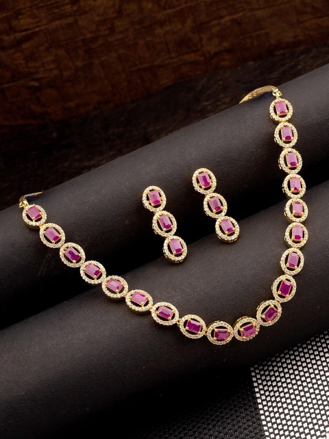 Studio Voylla Women Gold-Plated Red Ruby Stone-Studded Limelight Traditional Necklace Set
Studio Voylla Women Gold-Plated Red Ruby Stone-Studded Limelight Traditional Necklace Set