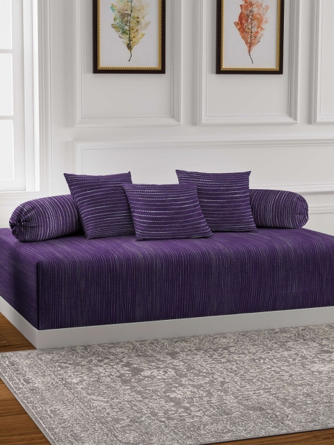 KLOTTHE Purple & White Embroidered Single Bedsheet With 2 Bolsters & 3 Cushion Covers
KLOTTHE Purple & White Embroidered Single Bedsheet With 2 Bolsters & 3 Cushion Covers