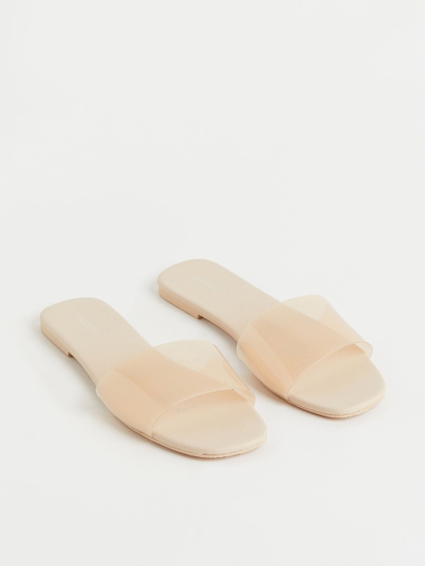 H&M Women Beige Solid Slides