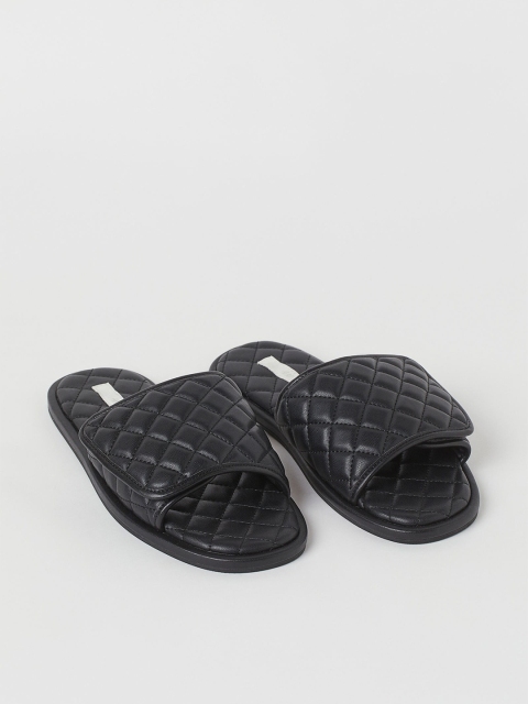 H&M Women Black Quilted Slippers