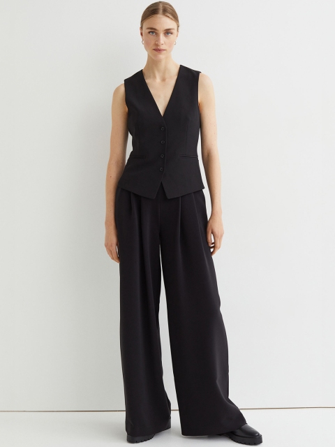 H&M Women Black Wide Trousers