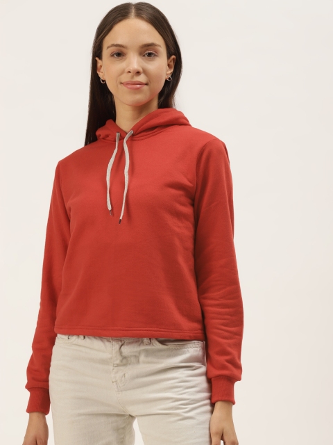 Belle Fille Women Red Hooded Sweatshirt