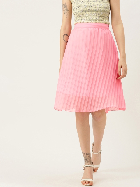 Yuvraah Women Pink Accordion Pleated Skirt