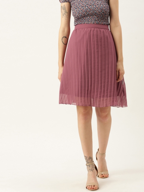 Yuvraah Women Magenta Accordion Pleated Skirt
