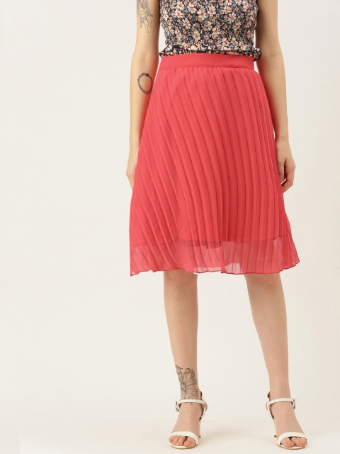 Yuvraah Women Pink Accordion Pleated Skirt