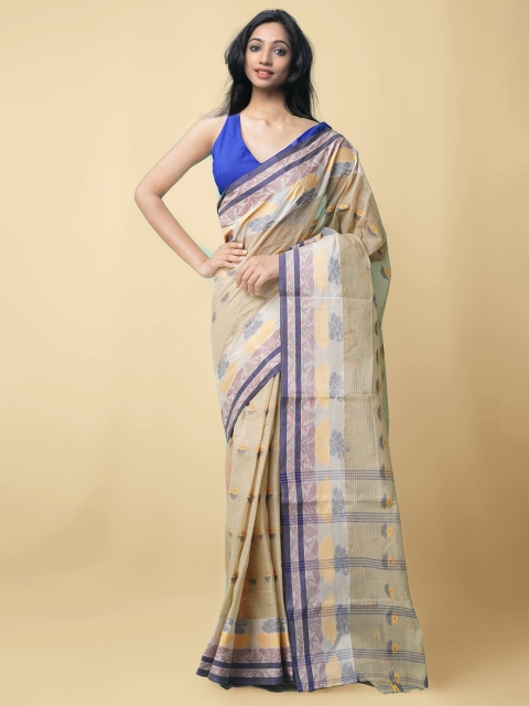 Unnati Silks Women Beige & Blue Pure Handloom Bengal Tant Cotton Sustainable Saree
Unnati Silks Women Beige & Blue Pure Handloom Bengal Tant Cotton Sustainable Saree