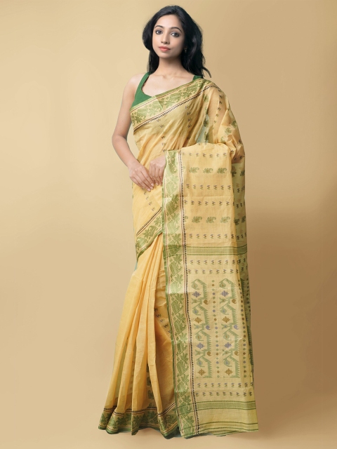 Unnati Silks Women Brown & Green Pure Handloom Dhaka Jamdhani Bengal Tant Cotton Saree
Unnati Silks Women Brown & Green Pure Handloom Dhaka Jamdhani Bengal Tant Cotton Saree