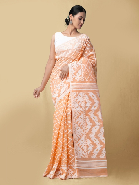 Unnati Silks Women Peach-Coloured & White Pure Handloom Dhaka Jamdhani Bengal Tant Cotton Sustainable Saree
Unnati Silks Women Peach-Coloured & White Pure Handloom Dhaka Jamdhani Bengal Tant Cotton Sustainable Saree