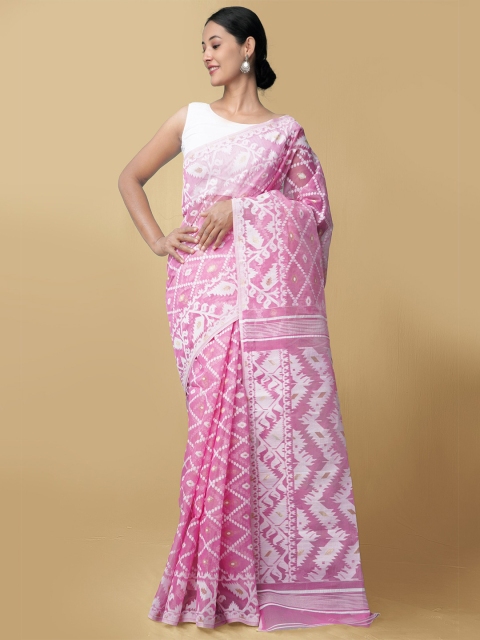 Unnati Silks Women Pink & White Pure Handloom Dhaka Jamdhani Bengal Tant Cotton Sustainable Saree
Unnati Silks Women Pink & White Pure Handloom Dhaka Jamdhani Bengal Tant Cotton Sustainable Saree