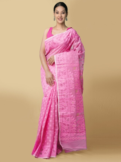 Unnati Silks Women Pink & Gold-Toned Pure Handloom Dhaka Jamdhani Bengal Tant Cotton Sustainable Saree
Unnati Silks Women Pink & Gold-Toned Pure Handloom Dhaka Jamdhani Bengal Tant Cotton Sustainable Saree