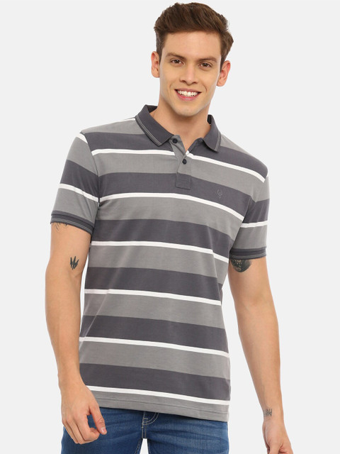 Swiss Club Men Grey Striped Polo Collar Slim Fit T-shirt 
Swiss Club Men Grey Striped Polo Collar Slim Fit T-shirt