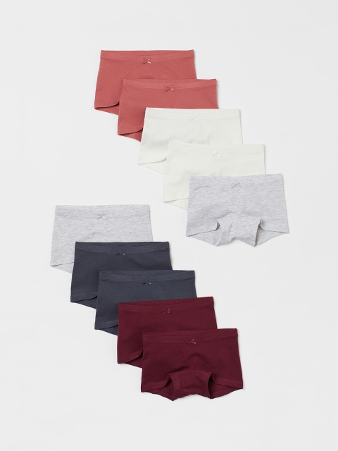 H&M Girls 10-Pack Cotton Boxer Briefs, White