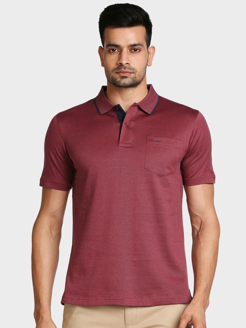 ColorPlus Men Maroon Polo Collar Pockets T-shirt