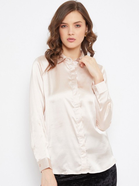 THE SILHOUETTE STORE Women Peach-Coloured Opaque Party Shirt