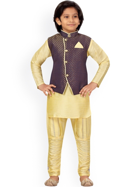 LITTLE MAFIA BY Aarika Boys Navy Blue Regular Pure Silk Kurta with Churidar & Nehru Jacket
LITTLE MAFIA BY Aarika Boys Navy Blue Regular Pure Silk Kurta with Churidar & Nehru Jacket