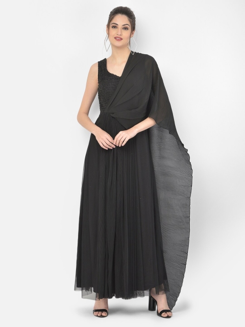 Eavan Black Net Maxi Dress
