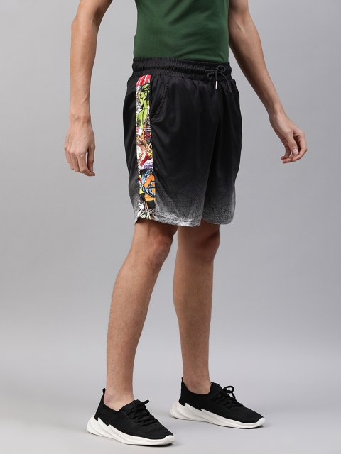 The Souled Store Men Black Printed Regular Shorts