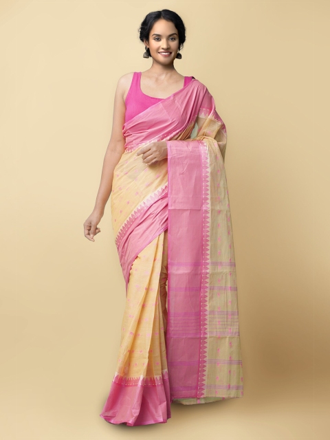 Unnati Silks Women Brown & Pink Pure Handloom Bengal Tant Cotton Sustainable Saree
Unnati Silks Women Brown & Pink Pure Handloom Bengal Tant Cotton Sustainable Saree