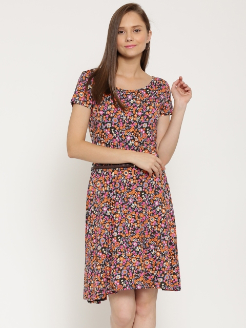 United Colors of Benetton Women Multicoloured Printed Belted Dress, Multi