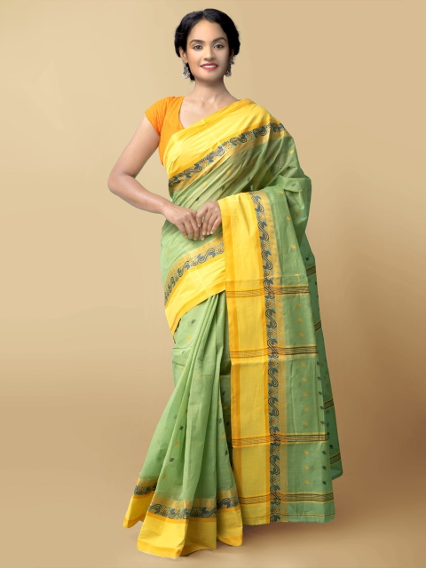 Unnati Silks Women Green & Yellow Pure Handloom Bengal Tant Cotton Sustainable Saree
Unnati Silks Women Green & Yellow Pure Handloom Bengal Tant Cotton Sustainable Saree