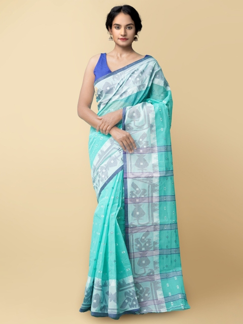 Unnati Silks Women Turquoise Blue & Blue Pure Handloom Bengal Tant Cotton Sustainable Saree
Unnati Silks Women Turquoise Blue & Blue Pure Handloom Bengal Tant Cotton Sustainable Saree