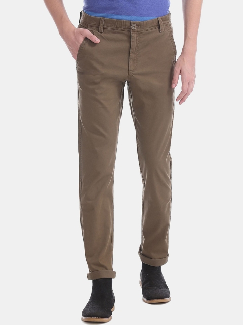 Ruggers Men Brown Slim Fit Cotton Trousers