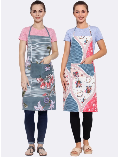 Arrabi Pack of 2 Multicolored Printed Apron, Multi