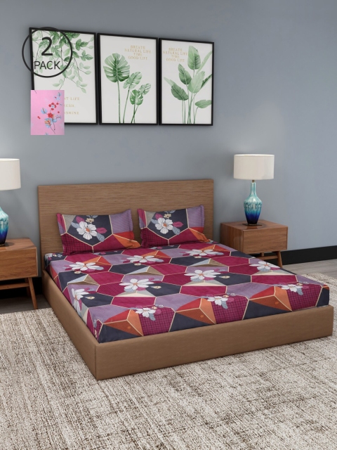 NEUDIS Pack of 2 Lavender & Magenta Floral 180 TC King Bedsheet with 4 Pillow Covers
NEUDIS Pack of 2 Lavender & Magenta Floral 180 TC King Bedsheet with 4 Pillow Covers