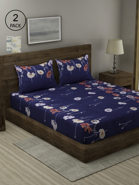 TAG 7 Set Of 2 Cream-Coloured & Blue Floral 210 TC 2 King Bedsheet with 4 Pillow Covers
TAG 7 Set Of 2 Cream-Coloured & Blue Floral 210 TC 2 King Bedsheet with 4 Pillow Covers