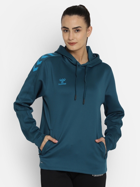 hummel Women Blue Hooded Sweatshirt
