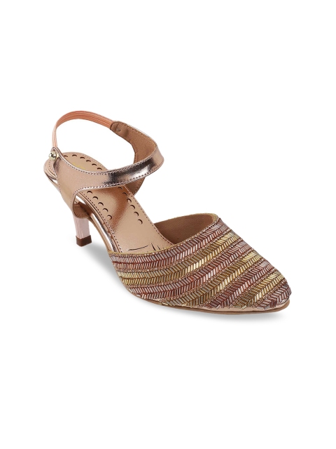 Metro Gold-Toned Colourblocked Pumps
