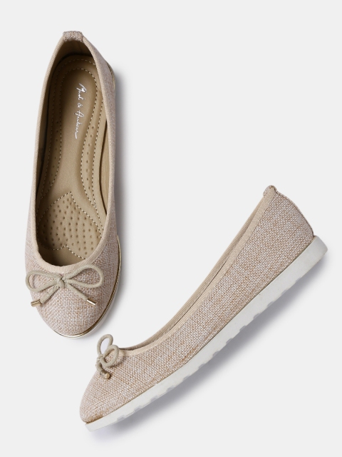 Mast & Harbour Women Beige Woven Flat Shoes