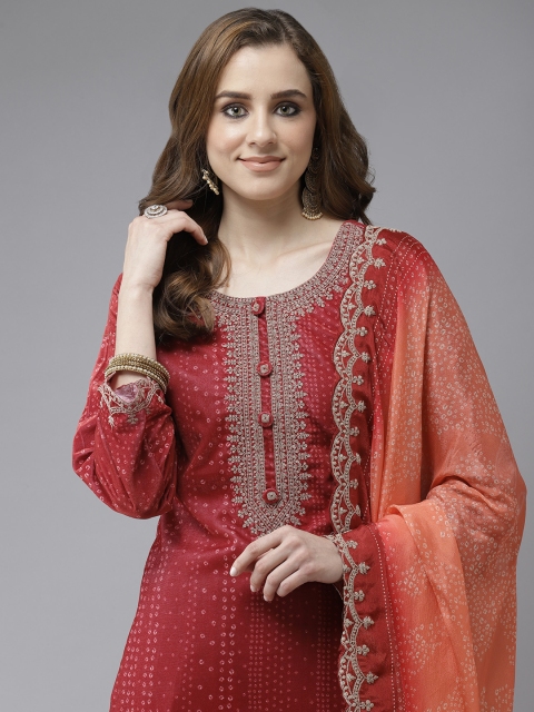 Indo Era Women Red Ethnic Motifs Embroidered Velvet Kurta with Palazzos & With Dupatta
Indo Era Women Red Ethnic Motifs Embroidered Velvet Kurta with Palazzos & With Dupatta