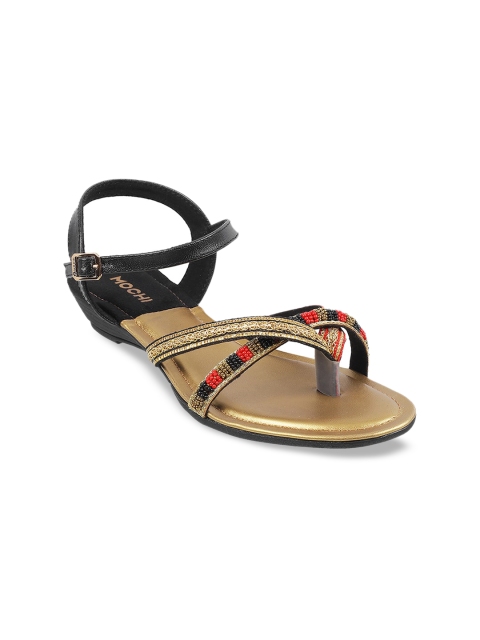 Mochi Black & Gold-Toned Comfort Heels