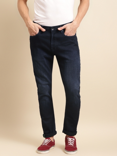 United Colors of Benetton Men Navy Blue Carrot Fit Stretchable Jeans