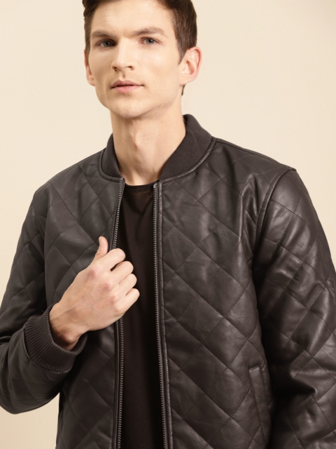 United Colors of Benetton Men Coffee Brown Quilted Jacket